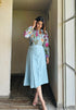 Pleated Formal Blue Skirt Set